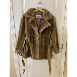 Lilli Ann San Francisco Vintage Faux Fur Belted Coat USA (No Size Tag)